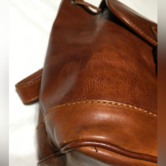 I Medici Firenze Italy Whiskey Brown Leather Rucksack Backpack Flap Buckle Snap - Picture 14 of 15